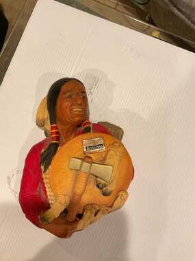 Vintage 1967 Bossons Cheyenne Native American Warrior Chalkware Wall Hanging